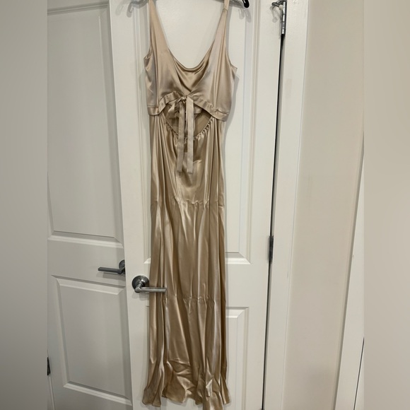 Cache Champagne Satin Long Dress - size 6 - Picture 1 of 5